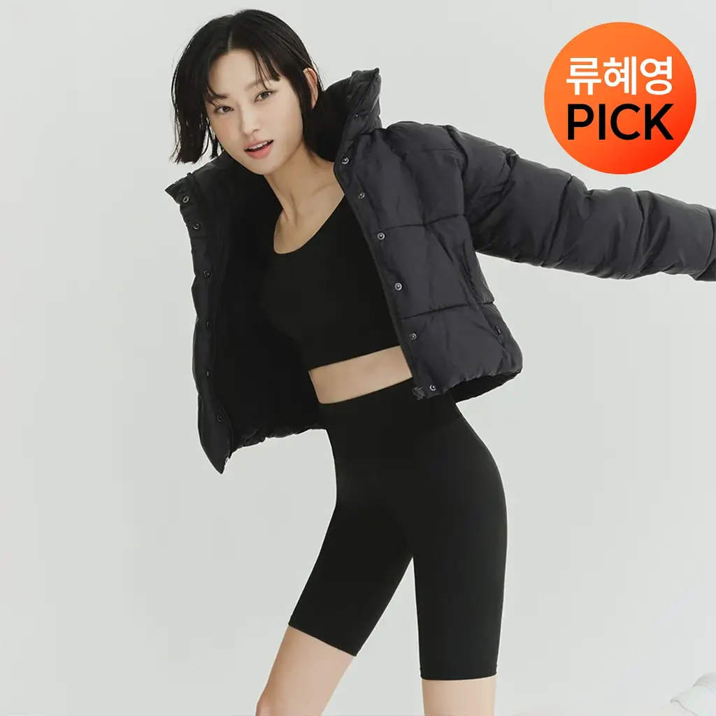 [류혜영 PICK] 마른파이브 히트터치 하이웨스트 5부 기모 레깅스 (FREE/XL)